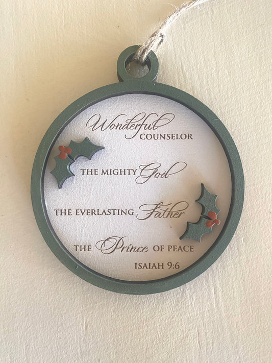 Isaiah 9:6 Wood Ornament