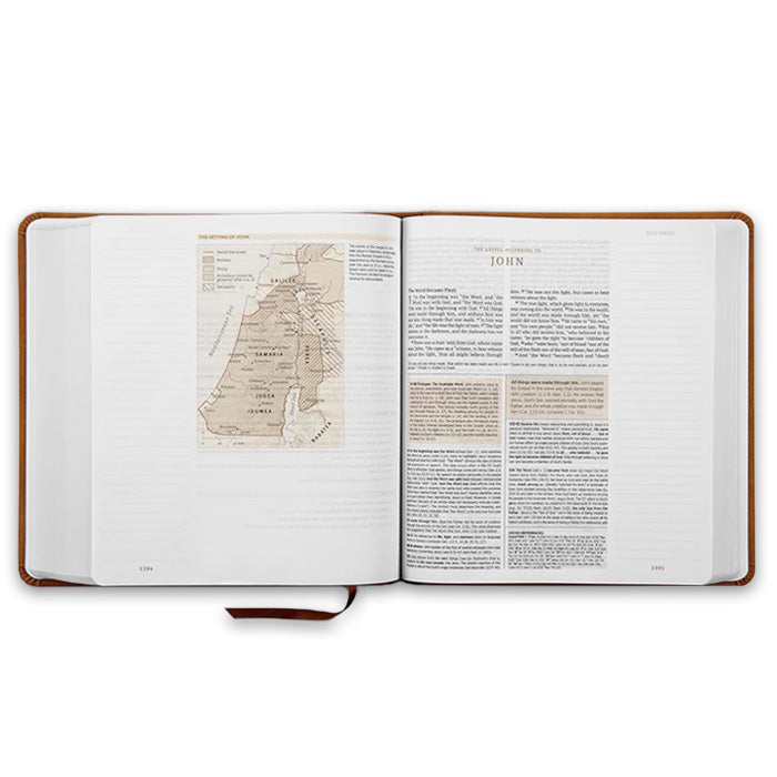 ESV Journaling Study Bible TruTone over Board, Nubuck Caramel