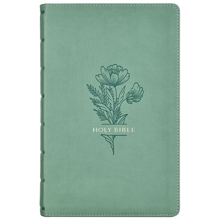 KJV Teal Floral Faux Leather Giant Print Standard-size Bible with Thumb Index
