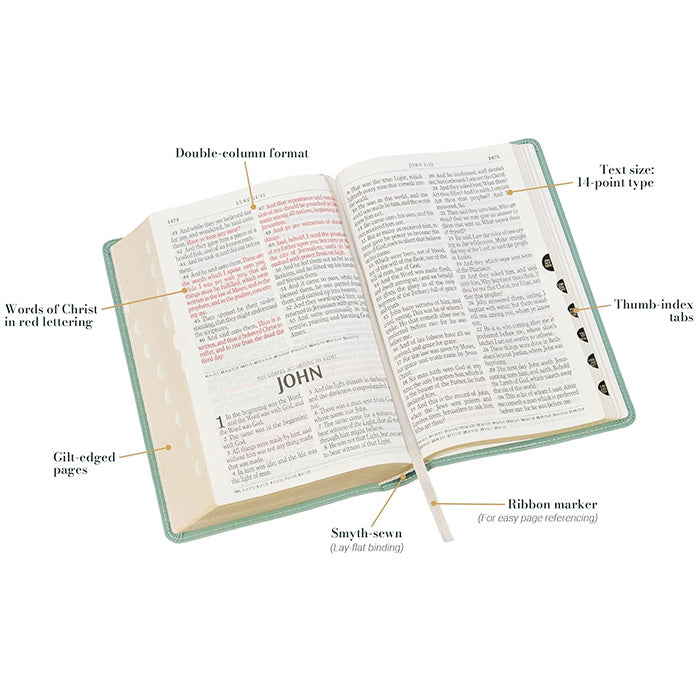 KJV Teal Floral Faux Leather Giant Print Standard-size Bible with Thumb Index