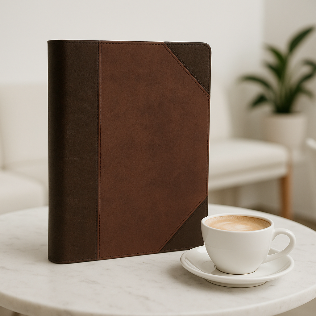 ESV Large Print Compact Bible, Red Letter, TruTone, Brown/Walnut, Portfolio Design