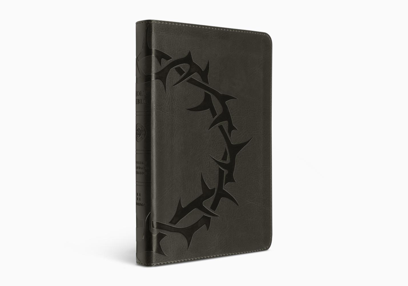 ESV Thinline Bible, Red Letter TruTone®, Charcoal, Crown Design