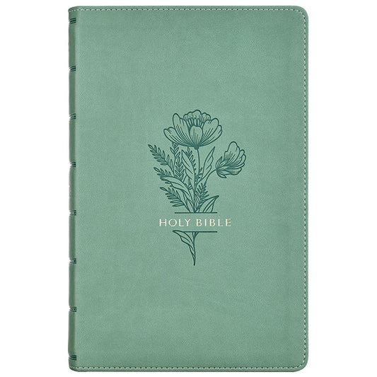KJV Teal Floral Faux Leather Giant Print Standard-size Bible with Thumb Index
