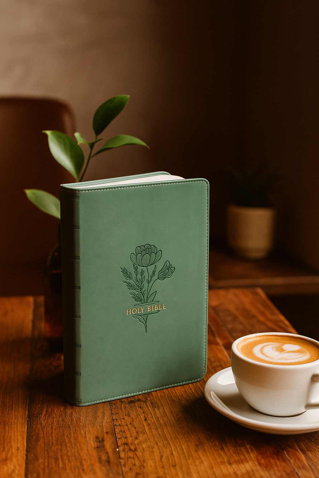 KJV Teal Floral Faux Leather Giant Print Standard-size Bible with Thumb Index