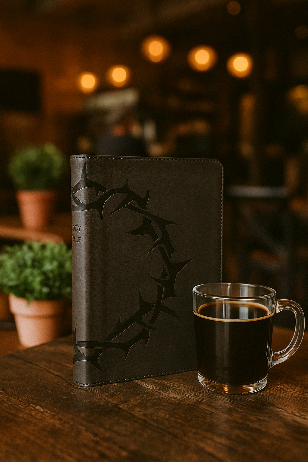 ESV Thinline Bible, Red Letter TruTone®, Charcoal, Crown Design